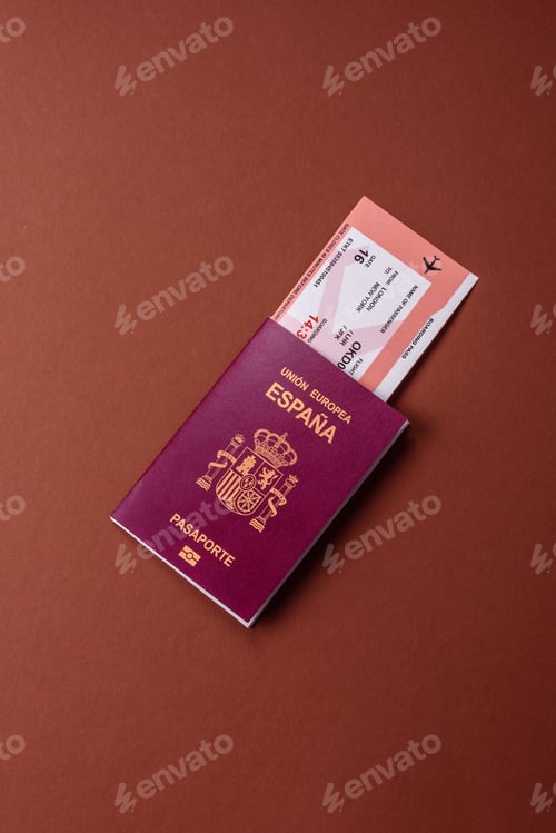Preview: Spain passport for travelling, flying and doing business. Spanish document, id