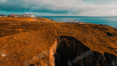 Preview: Building on the background of the ocean on top of a cliff Aerial view.