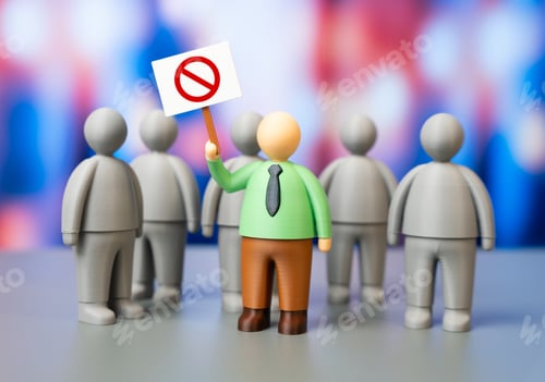 Preview: One person protests in a crowd. A solo picket, a protest leader. Individual activism stands out