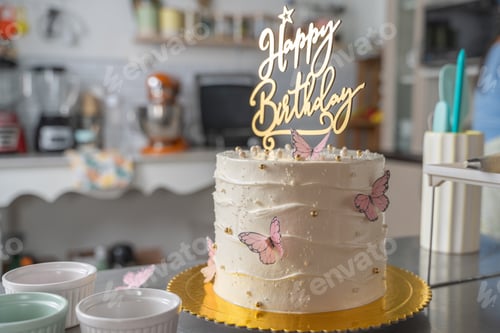 Preview: Birthday cake with butterflies