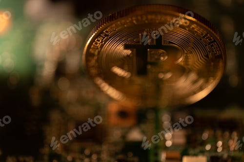 Preview: Golden coin with bitcoin symbol