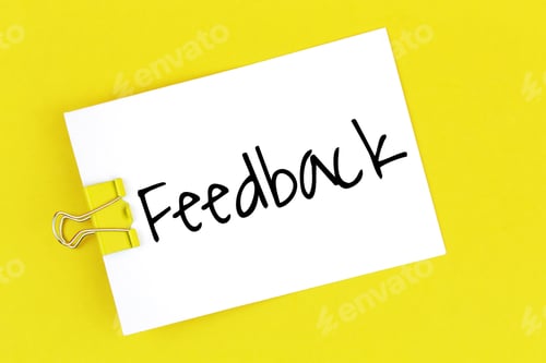 Preview: Note written on a white sticker with paper clip. Inscription feedback