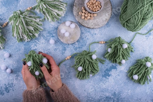 Preview: Hand made Christmas boho style garland
