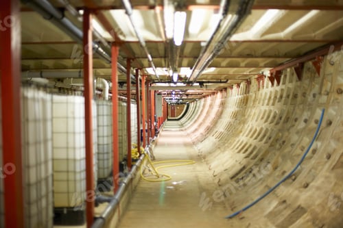 Preview: Diminishing perspective of corridor storing water tanks