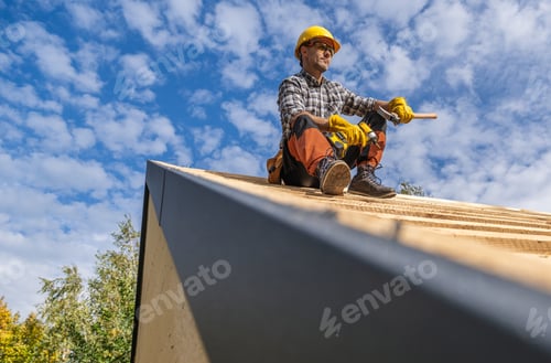 Preview: Roofing Construction Contractor Taking Short Break