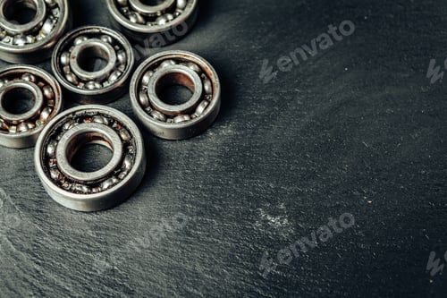 Preview: Car bearings close up on dark background