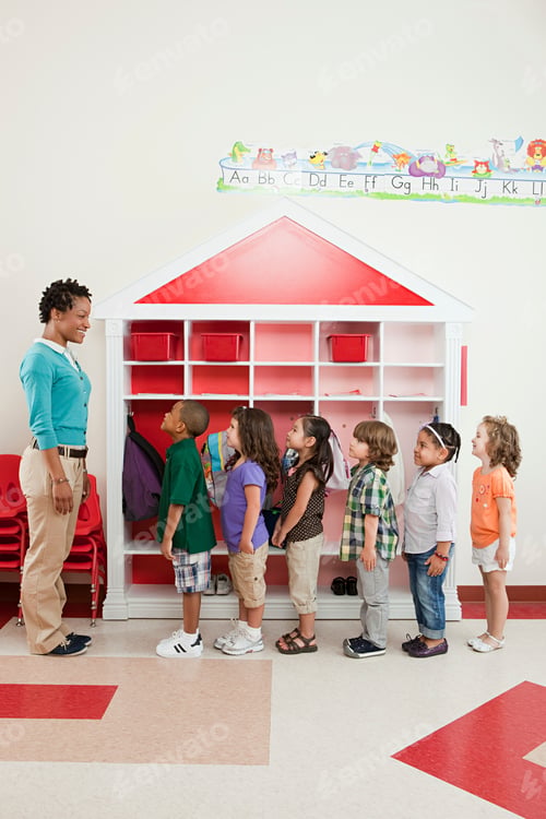 Preview: Teacher and children lining up