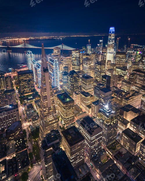 Preview: Aerial View of San Francisco Skyline at Night