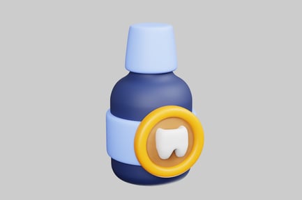 Preview: Blue mouthwash bottle with tooth