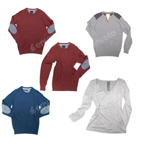 Preview: Various Stylish Sweaters on a White Background