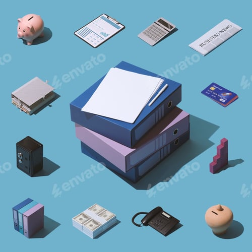 Preview: Isometric View of Business and Financial Objects