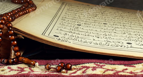 Preview: Quran the holy book of muslim religion and Pray Counting Bead