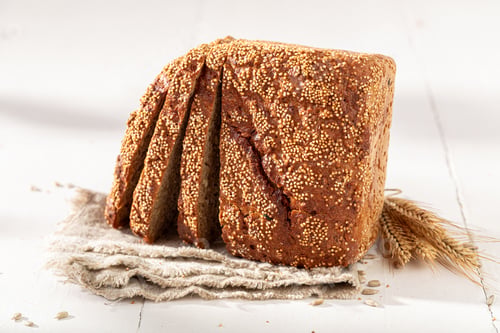 Preview: Fresh loaf rye bread baked with sunflower seeds.