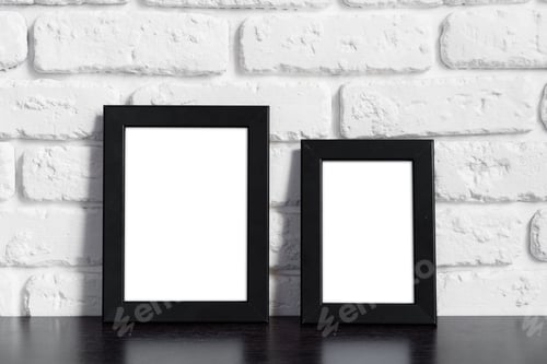 Preview: Photo frame with copy space against white brick wall