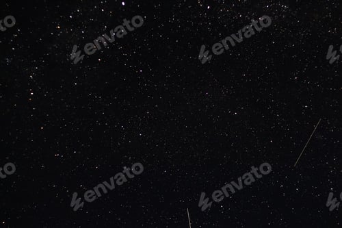 Preview: night sky with stars. Starry night in the mountains. Perseus landscape. Copy space. Out of focus.