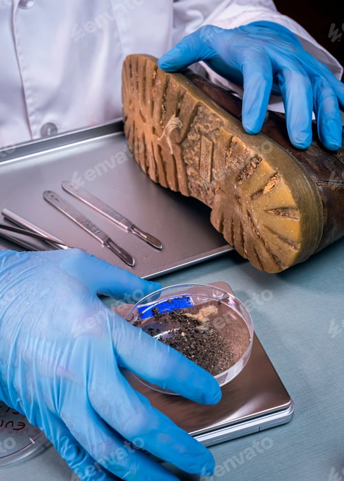 Preview: Specializing police officer analyzes ground in a victim's shoe murder