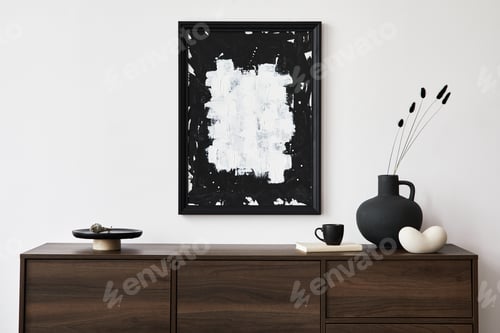 Preview: Minimalistic composition of creative living room interior