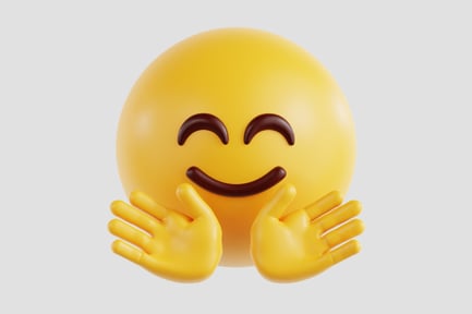 Preview: 3D Happy Face With Hugging Hands Emoji