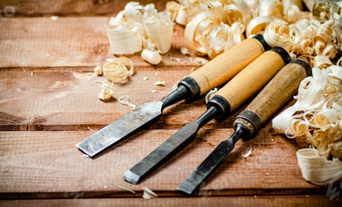 Preview: Chisel with a bunch of wood sawdust.