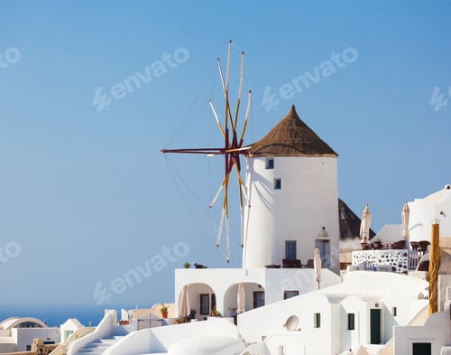 Preview: Picturesque White Buildings and Windmill in Greece
