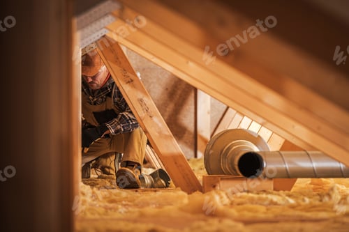 Preview: Air Ventilation Installer Working in Attic