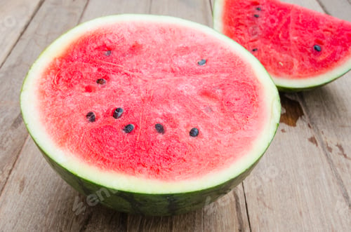 Preview: Watermelon slice on wood background