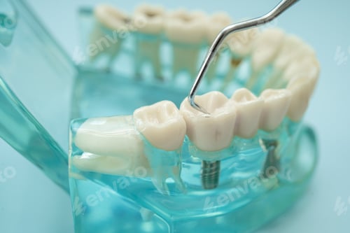 Preview: Dental teeth model with dentist tool for dentistry.