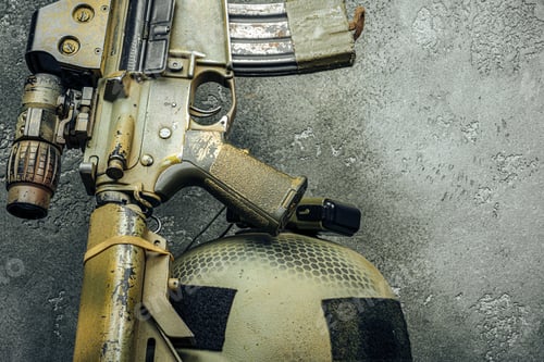 Preview: Modern weapon series. US Army assault rifle, close up