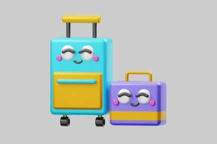Preview: Happy suitcases cartoon travel set