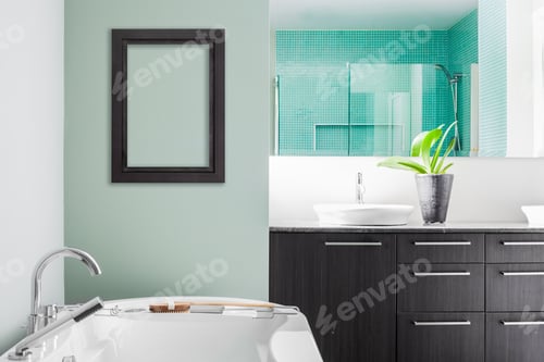 Preview: Modern Bathroom using soft Green Pastel Colors
