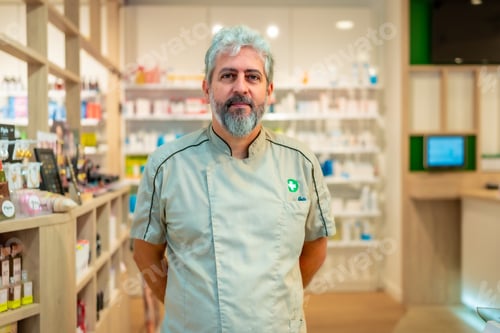 Preview: Owner of a pharmacy standing in the store