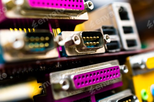 Preview: Closeup of electronic circuit board or PCB printed circuit board