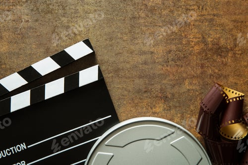 Preview: Clapper board with film reel.
