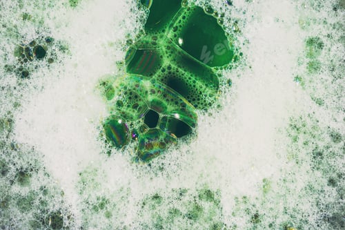 Preview: Soap Bubbles Cleaning Agent On The Surface Of The Water