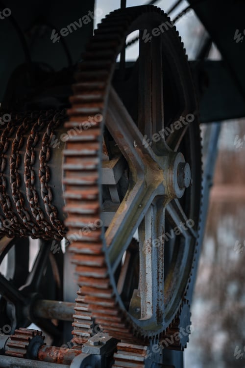 Preview: Old and rusty antique gear for chains