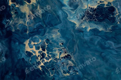 Preview: Abstract acrylic pouring art in colors of ocean