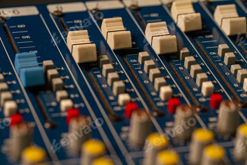 Preview: Shot of buttons of an analog sound console