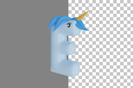 Preview: Letter E Unicorn 3D Icon