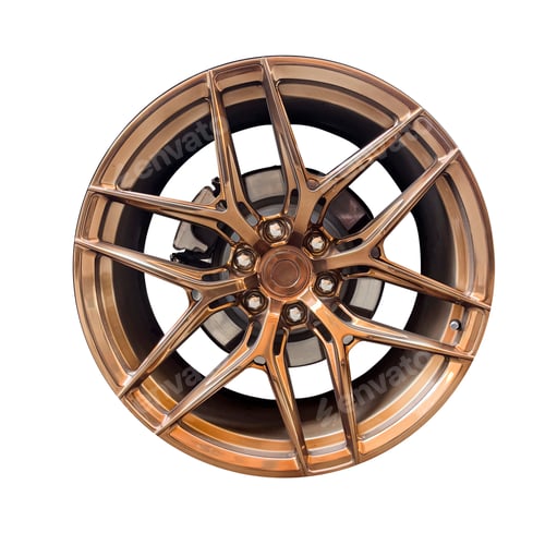 Preview: Car wheel alloy rims with brake pads isolated on white
