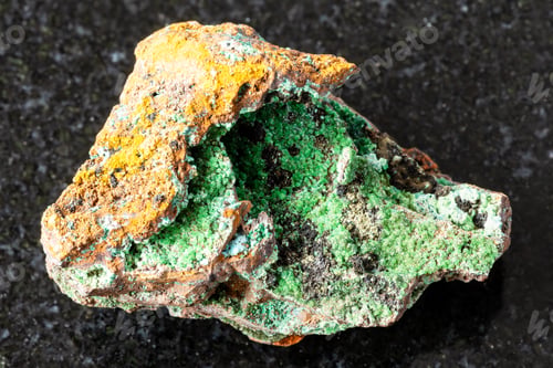 Vista previa: sample of raw conichalcite mineral on black
