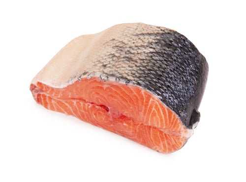Preview: Fresh Salmon Steak with Skin on White