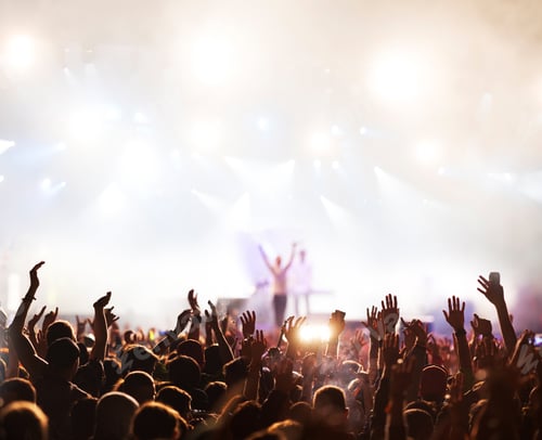 Preview: music festival background crowd having fun space for your text