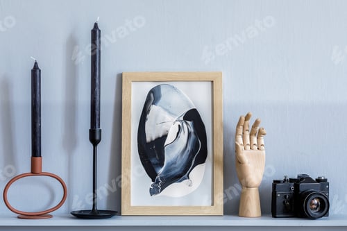 Preview: Stylish living room interior at elegant apartment