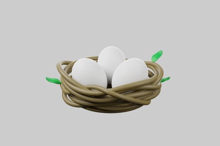 Preview: Nest with eggs and leaves