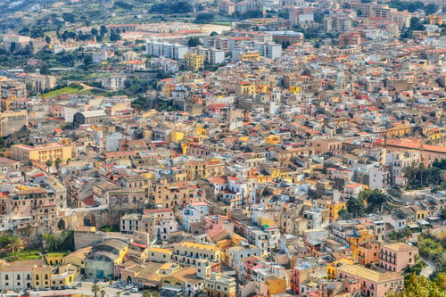 Preview: Unbelievable aerial cityscape of Castellammare del Golfo town.