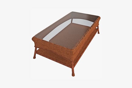 Preview: Rectangular wicker table with glass panels and cushions
