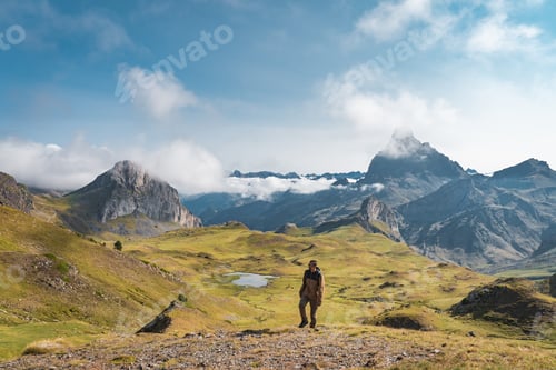 Preview: Adult Hiker Exploring Green Mountain Landscape