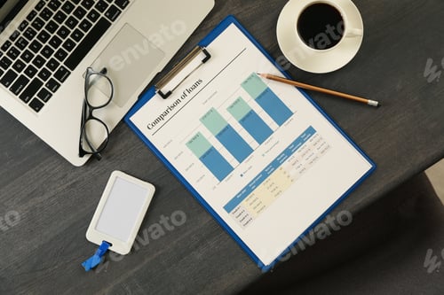 Preview: Concept of finance planning on black wooden table