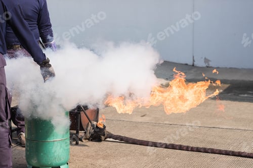 Preview: The instructor demonstrate and training the fire extinguisher use, fire evacuation and fire fighting