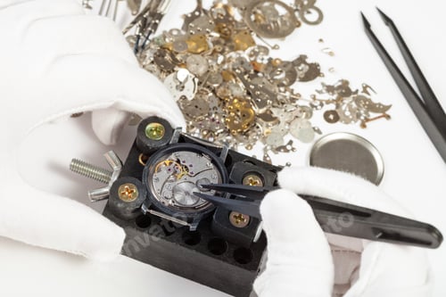 Preview: repairing of wristwatch with spare parts